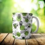 Beetle Mug – Custom Pattern Beetle Gift – 11 & 15 oz – Beetle Lover Coffee Cup