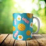 Breakfast Mug – Custom Waffles bacon eggs Gift – 11 & 15 oz – Breakfast Lover Coffee Cup
