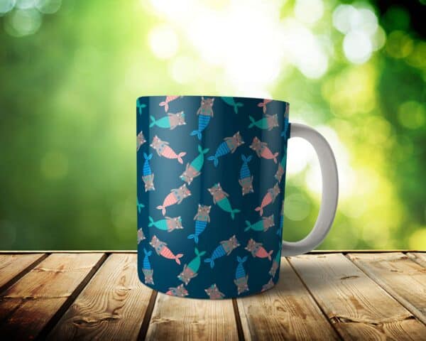 Cat Mermaid Mug – Custom Merkitty Gift – 11 & 15 oz – Mercat Lover Coffee Cup